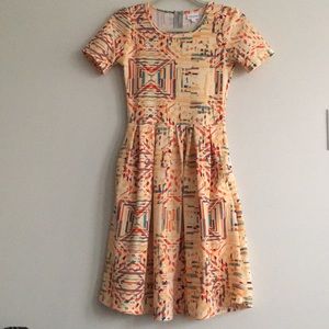 LuLaRoe Amelia Abstract Fit & flare dress XS